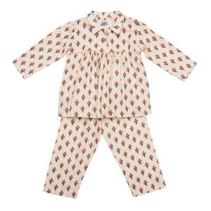 NWT. Nights by Wilder Girls Nico Set Pajamas, Red and Blue Folk Floral, Sz 4-6y